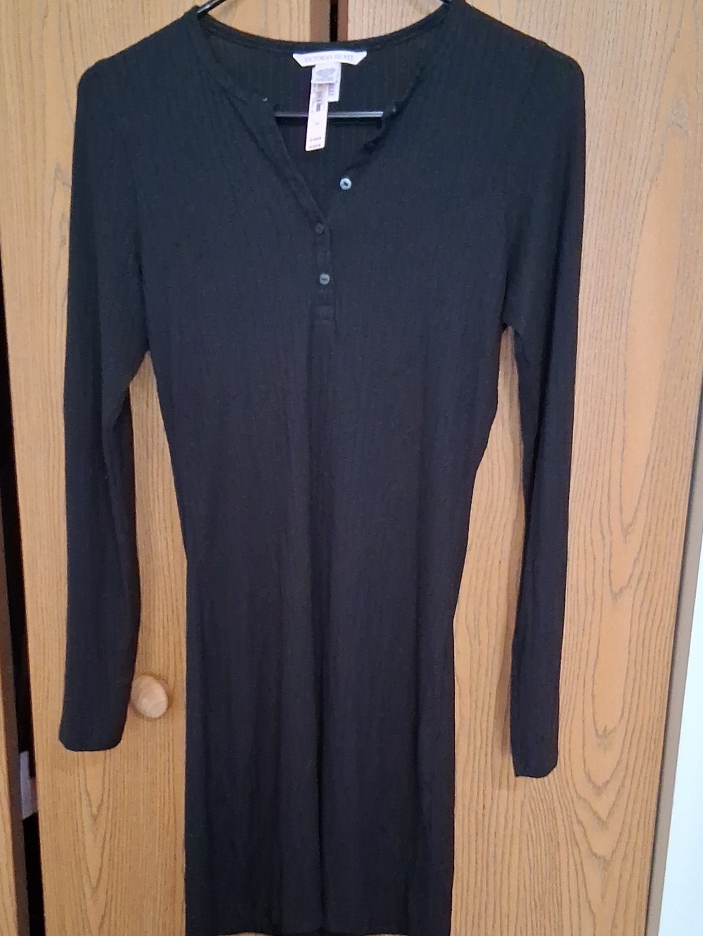 Victoria's Secret Soft Modal Ribbed Long Sleeve Henley Slip Dress New Sz L